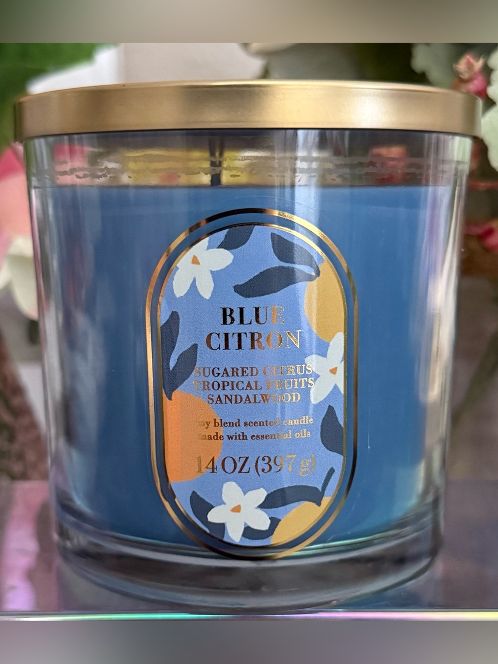 🆕🍋 SONOMA “BLUE CITRON” 3-WICK CANDLE. SOY WAX BLEND. BRAND NEW.